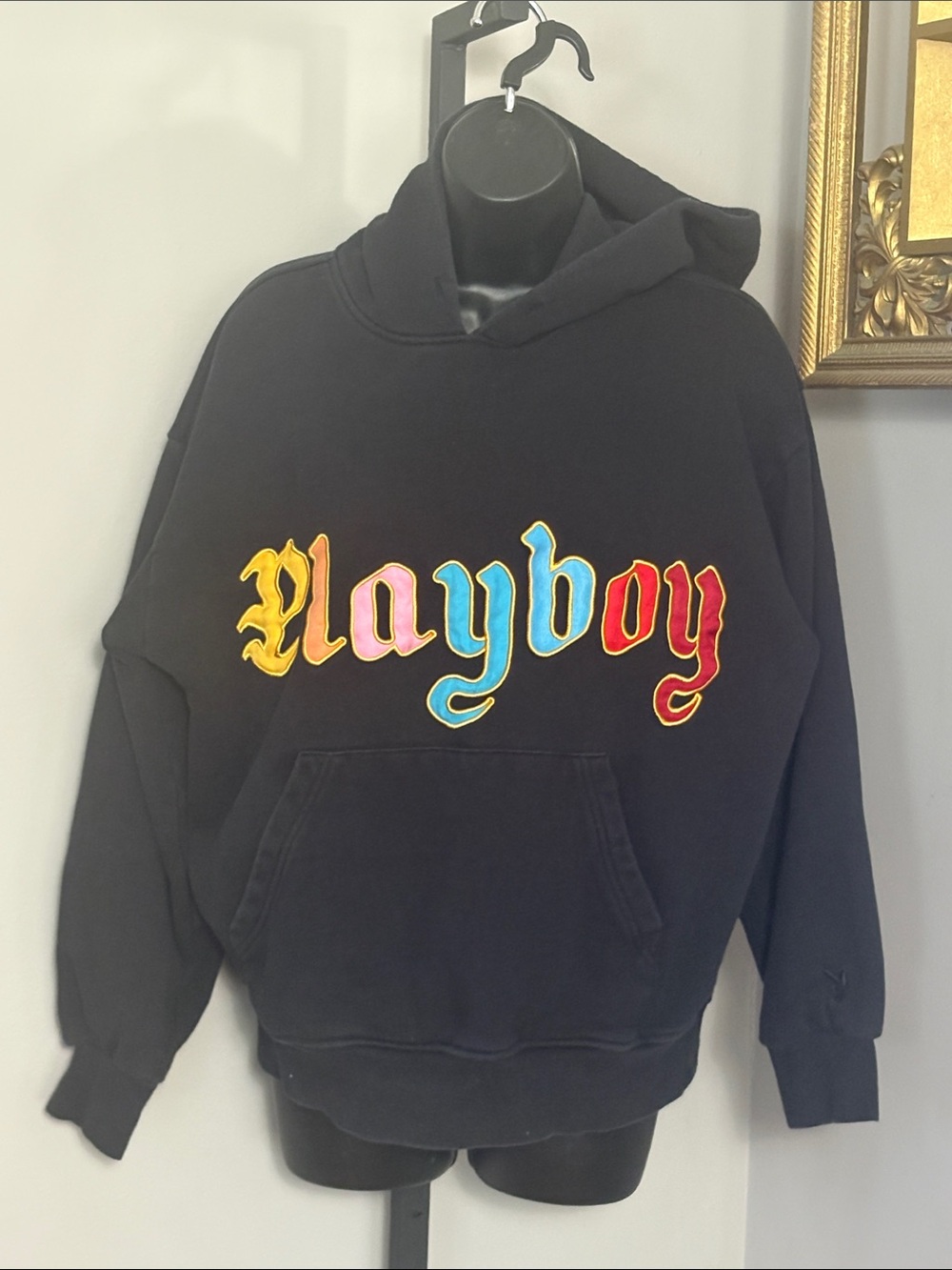 Playboy x PacSun Medium Black Hoodie with Multicolor Embroidered